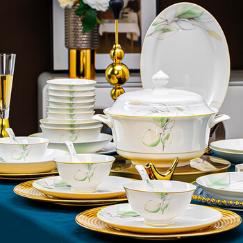 Lowe 2025 tableware complete set of bowls and plates for home use jingdezhen set meal bowls and chopsticks for new wedding and housewarming gifts