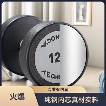 Tanbei man dumbbell round head rubber-coated pure steel solid home gym equipment 10kg single gray label 50kg single