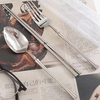 Mingyu chopsticks, forks and spoons three-piece set, spoon and fork set, office worker chopsticks, three-piece chopsticks and spoon set, high-looking tableware, xiaomanyao fork