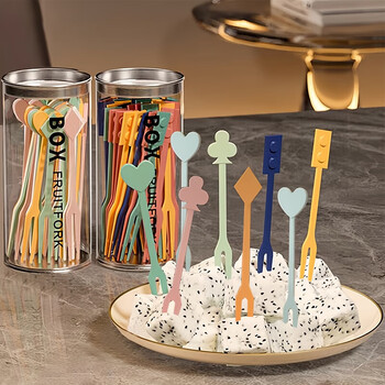Home story (katei story) japanese disposable fruit fork food grade household small fork plastic cake pick dessert fork children's baby fruit insert poker fruit fork (1 box)