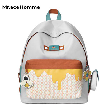 Mr.ace homme bee series versatile backpack female student school bag large capacity computer backpack male little bee + coin purse