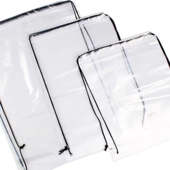 Transparent backpack bag for kaxi bathing doll, waterproof bag, drawstring bag, toy storage bag, plastic large-capacity shoulder dust-proof, thickened blank drawstring bag 0.4m 0.5m, 2 packs with free straps (random)