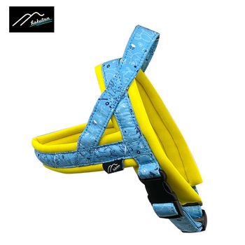 Japan hakusan line dog harness light and breathable shiba inu corgi small and medium dog saddle harness yellow blue harness 1 point 5 size harness 45-60cm