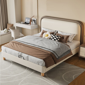 Fanjudi cream style children's bed boy 1.35m single sided bed small apartment bedroom 1.2m soft pack drawer storage bed (extraordinary edition) small yellow cowhide bed 1.2x2.0 air pressure plus three drawers