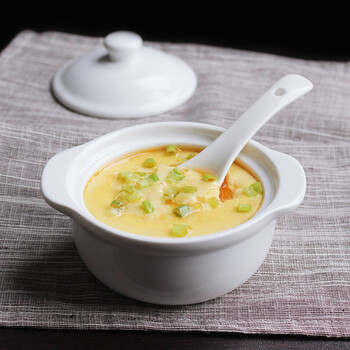 Steaming bowl with lid, stew pot, ceramic double-eared soup bowl, household bird's nest steamed egg bowl, water-proof stew pot, small stew pot, small stew pot