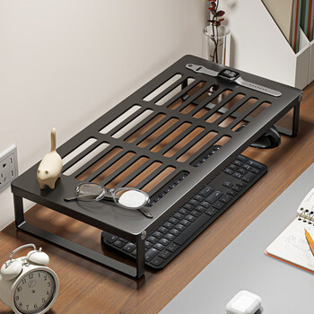 Kunfeng computer elevated gaming desktop storage rack office station monitor screen base support rack laptop stand black small 34*27*7.5cm suitable for 11-15 inches