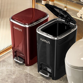 Midoyu trash can household covered foot-operated 2025 new style high-looking light luxury living room kitchen toilet bathroom bedroom premium black-medium foot-operated + hand-pressed soft sound slow down