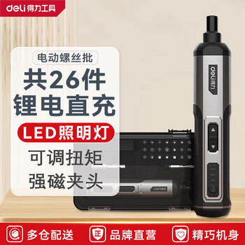 Deli electric screwdriver, screwdriver and bit set, household lithium multi-functional electric screwdriver, magnetic mini rechargeable straight handle dl-dp04-2b2