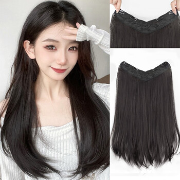 Gecomo micro-curly wig piece one-piece wig for women with long hair, fluffy summer u-shaped hair piece, seamless hair extension 45cm
