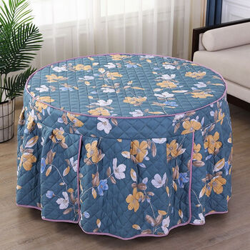 Vinoa round fire cover, round tablecloth, electric stove cover, fire table cover, round table fire cover, round cloth cover, round table cover, double-sided skirt, flowers on branches, thickened, diameter 70, height 69 + waterproof leather cover