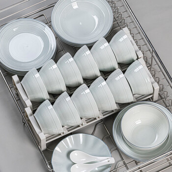 Aguduo underglaze colored bowls and plates set household ceramic bowls and plates complete set jingdezhen celadon bowls and plates set housewarming tableware longquan celadon 10-person meal (open fire casserole configuration) 45-piece set