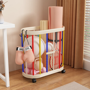 Aey yoga mat storage basket with wheels for home sports tools basketball supplies storage artifact fitness equipment storage rack