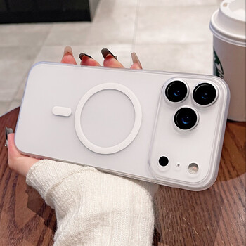 Heken ice fog frosted magnetic charging is suitable for apple 17promax mobile phone case new 16promax all-inclusive lens film iphone air hard shell 15pro anti-fall 14 protective cover matte white ice fog frosted skin feeling magnetic suction iphone17promax