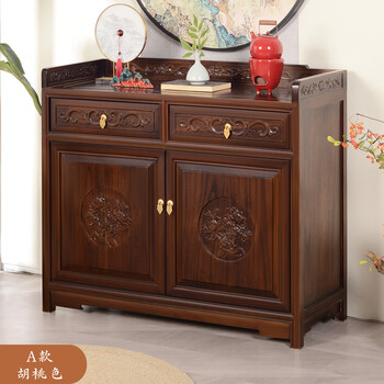 Ruichengtang (ruichengtang) sideboard solid wood new chinese style sideboard light luxury solid wood cabinet storage cabinet tea cabinet side cabinet wine cabinet living room all solid wood walnut color 100*40*90 no installation required