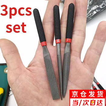 Suizhiyu handmade mini assorted files for fine repair, small set of woodworking knives, miniature steel rubbing and polishing, fine teeth, three-piece set of mini files
