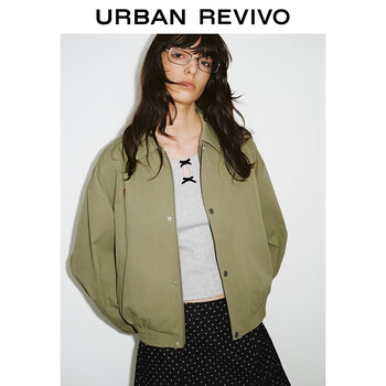 Ur2026 spring new women's streamer style embroidered snap button short jacket uyl150095+ yellow green (loose) s