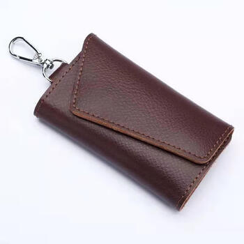 Ye yu genuine leather key bag for men and women large capacity multifunctional waist keychain cute car keychain home key bag regular version brown