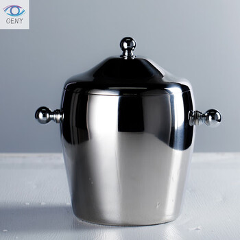 Oeny double-layer stainless steel ice bucket ice cube bucket insulated ice bucket whiskey ice bucket home beer ice bucket bar ktv 1l double layer