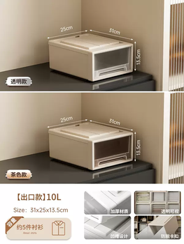 Yusen yi lu yi drawer storage box home wardrobe storage box transparent organizing box plastic clothing underwear storage box 10l. (depth 31x width 25x height 13.5cm) 10l. (depth 31x width 25x height 13.5cm) transparent 1 pack 1 pack transparent 1 pack