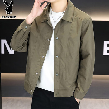 Playboy (playboy) jacket men's high-end jacket men's autumn and winter casual men's high-end trendy work clothes khaki l