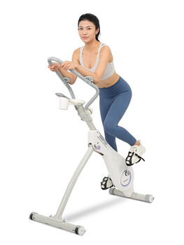 Dynamic weight loss bicycle, home silent magnetic control exercise bike, fat burning and weight loss equipment, indoor bicycle folding, silver white, 3-speed angle + 8-speed magnetic resistance adjustment
