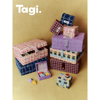 Tagi.jewelry box jacquard jewelry storage box double layer large capacity with mirror new year gift-woven berry large size