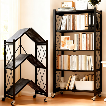 Shanshan wood art bookshelf floor-standing bookcase household storage rack foldable shelf student steel storage storage shelf