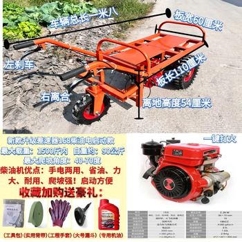 Gumai gasoline diesel electric flatbed truck two-wheeled vehicle to transport construction waste transfer vehicle push two-wheeled vehicle ji gong hot selling differential rear axle 168f diesel electric start two-wheeled vehicle
