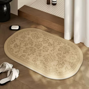 Yusenyi french high-end diatomaceous earth water-absorbing and quick-drying bathroom floor mats toilet mats bathroom hard diatom mud floor mats yingcao white-drawing bathroom floor mats i 30x40cm hard mat