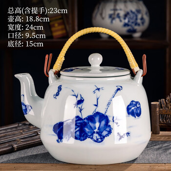 Jingdezhen ceramic teapot cold boiling kettle, high temperature resistant household large chinese style teapot single pot 1l kingfisher lotus teapot 3l