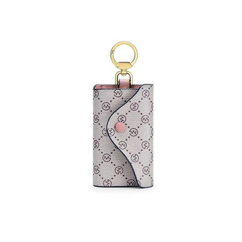 Ye yu golf golf key bag for women, fashion printed card bag, multi-functional anti-theft coin purse, key chain gift box, smoke pink with apricot color