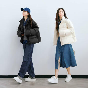 Eifini pocket design stand collar short down jacket women's bread jacket 1e9980811 off-white xl