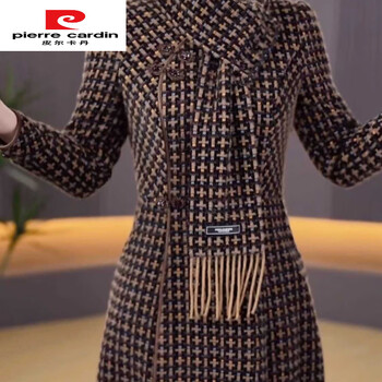 Pierre cardin (pierre cardin) western-style one-piece velvet improved cheongsam dress autumn and winter new new chinese style warm and slimming cheongsam dress for middle-aged mothers 1085# elegant coffee color non-wool + back zipper xl 115-125 pounds please see details when placing an order