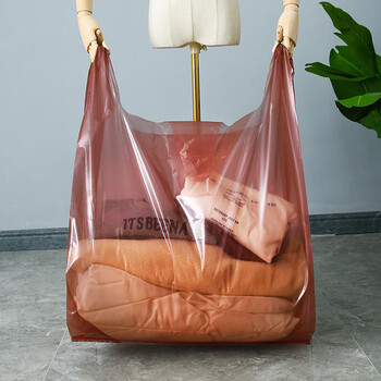 He jiagong extra large capacity transparent thickened garment bag clothes packing bag customized plastic bag storage moving bag handbag brown translucent 12 silk thickened 20 in stock small size 50*70+ side width 20