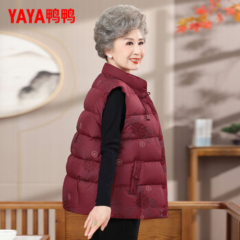 Yaya (yaya) grandma down jacket women's outer vest fashionable foreign style chinese style middle-aged and elderly mother chinese vest jacket for the elderly