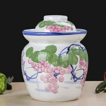 Fanyu pickle jar, jingdezhen ceramic pickle jar, sealed storage jar, sichuan pickle jar, double lid, grapes, about 6 pounds