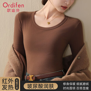Odyfen bottoming shirt for women 2025 spring and autumn with black round neck style winter warm top that can be worn outside with long sleeves