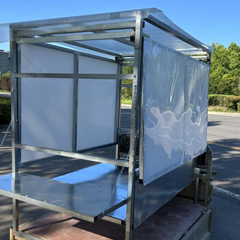 Kaooseen customizable stainless steel tricycle stall special snack rack modified closed roujiamo barbecue push-pull pancakes 140-90 high 1.4 meters measure the dimensions inside the carriage upgraded stainless steel countertop + top + front desk + backstage + double awnings