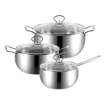 Yssoa stylish stainless steel 6-piece cookware set mirror polished inside and out 0.5mm thick