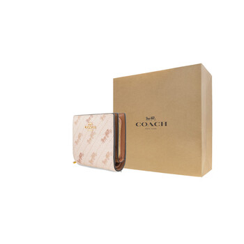 Coach snap wallet 11 short carriage print zipper snap closure canvas and leather wallet gift box (basic + yellow counter gift box)