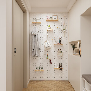 He jiagong solid wood perforated board storage rack accessories punch-free hanging board entrance hall desk shape wall custom decoration integrated enf grade solid wood multi-layer board 160cm*80cm square-multiple