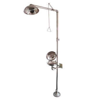 Fengxi benshang industrial full 304 stainless steel vertical emergency sprinkler factory audit eyewash compound shower single water inlet abs coated