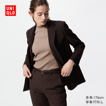 Uniqlo women's ribbed turtle neck t-shirt/long sleeve small turtle neck inner 479588 32 dark beige xl/165/92a