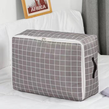 Wen yeyushi large-capacity moving packing bag luggage quilt storage bag travel snakeskin bag student wholesale woven bag gray grid medium size 55*35*20cm
