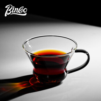 Bincoo coffee cup and saucer set home glass high-end latte walnut coaster afternoon tea cup