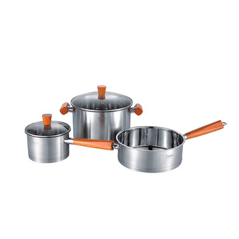 Debo pot set soup pot milk pot frying pan three-piece stainless steel pot set regensburg 3-piece set