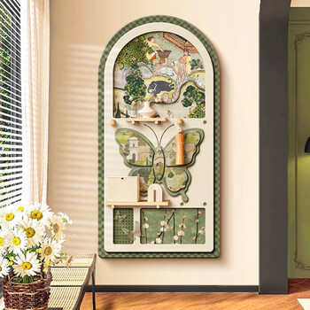 Lishi french style storage rack with a sense of background wall storage rack in the antique style entrance hall wall hanging partition hole plate hook ancient charm yijing (60*120)