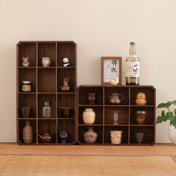 Wusheng walnut solid wood duobao pavilion storage rack simple chinese style ancient rack wall hanging bookshelf tea set display cabinet storage rack nine palace grid + twelve palace grid (two)