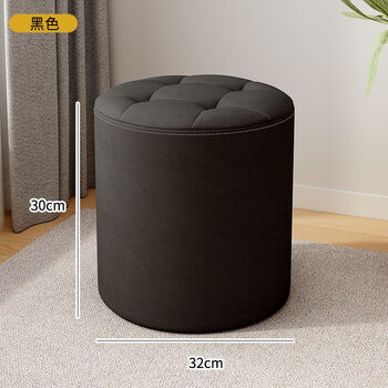 Fantasy small stool, household low stool, small bench, living room small stool, sofa stool, round stool, long-term sitting, small chair, shoe changing stool, black 30 high, waterproof and wear-resistant cat scratch leather