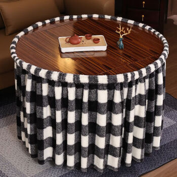 Fire table cover round new dining table universal fire cover winter heating electric stove cover simple grid 70 cm diameter